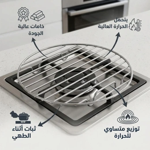 شبك موقد غاز دائري مقاس 18 سم مقاوم للحرارة العالية – حامل معدني متين وفائق الثبات للقدور المتوسطة والكبيرة في البر والمنزل من عتاد - عتاد - Image 3