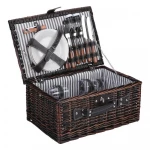 Atad 24-Piece Picnic Basket Set – Brown – Elegant Complete Dining Kit for 4 People, Perfect for Trips & Outdoor Picnics - Atad