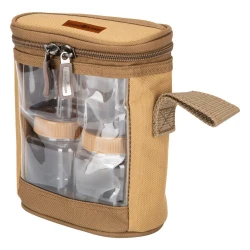 ATAD 4-Piece Travel Spice Jar Set with Khaki Waterproof Oxford Bag – Portable Overlanding & Camping Seasoning Organizer