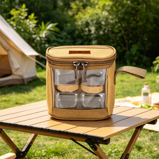ATAD 4-Piece Travel Spice Jar Set with Khaki Waterproof Oxford Bag – Portable Overlanding & Camping Seasoning Organizer - Atad - Image 4