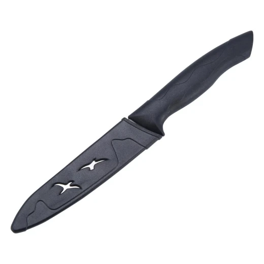 ATAD 4-Inch Black Utility Prep Knife with Protective Sheath – 11.5cm Stainless Steel Blade with Ergonomic Anti-Slip PP Rubberized Handle  - Atad - Image 4