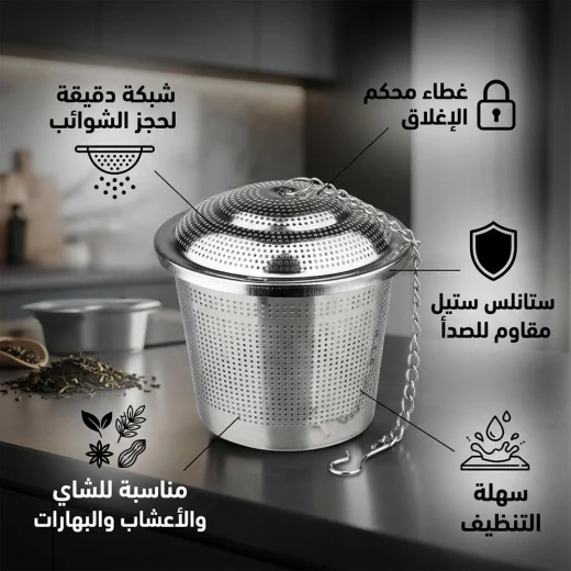 ATAD Large 6.5 x 6 cm 304 Stainless Steel Spherical Tea Infuser – High-Capacity Mesh Ball Strainer with Secure Twist-Lock Lid for Pots - Atad - Image 4