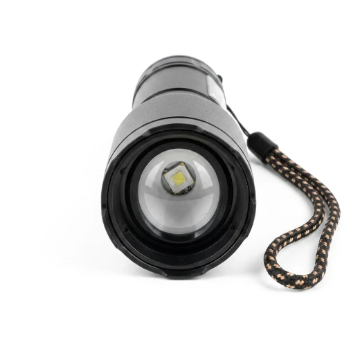 ATAD Rechargeable Tactical LED Flashlight – Super Bright Torch with COB Side Light, Durable Black Body & Braided Lanyard for Camping & Emergency Use - Atad - Image 4