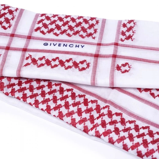 GIVENCHY Premium Red Cotton Shemagh – 100% Pure Cotton Elegant Traditional Headscarf Size 62