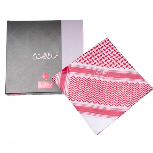 ALBASSAM Premium Red Cotton Shemagh, Size 55 – Cotton Traditional Arab Headscarf - Shemagh albassam - Image 4