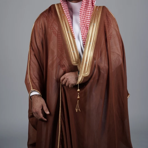 MIDRAZ Men’s Brown Qasab Collar Bisht, Size 58 – Premium Computer-Embroidered Traditional Cloak