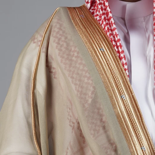 MIDRAZ Men’s Beige Qasab Collar Bisht, Size 58 – Premium Computer-Embroidered Traditional Cloak - Midraz - Image 4