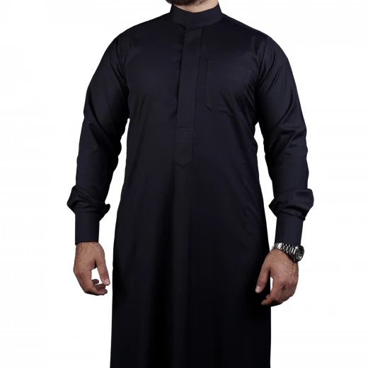 ثوب كحلي سادة مقاس (ميديوم) بتصميم أنيق وخياطة متقنة – من مدراز - مدراز - Image 3