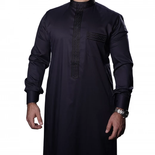 MIDRAZ Navy Blue Embroidered Thobe, Size (S-56) – Elegant, Comfortable, and Premium Quality Design - Midraz - Image 2