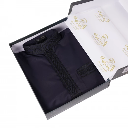 MIDRAZ Navy Blue Embroidered Thobe, Size (3XL) – Elegant, Comfortable, and Premium Quality Design - Midraz - Image 2
