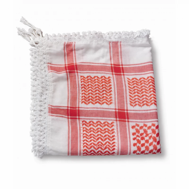 Midraz Fringed Red Shemagh with Pin-Tied Fringe – Neat Finish, Stable Fringe, Suitable for Daily Use - Midraz