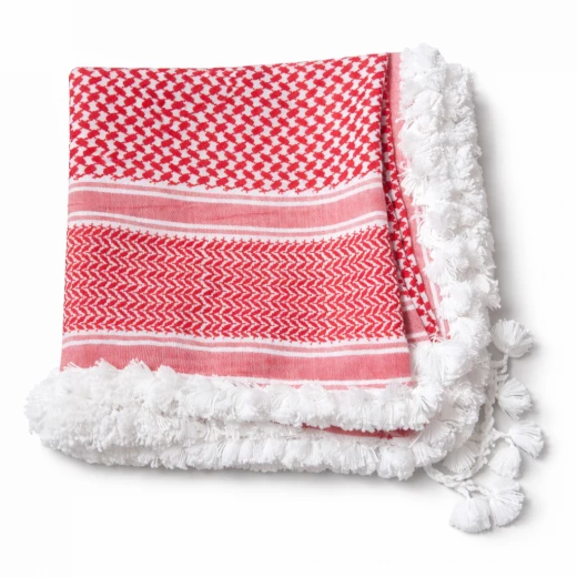 ALBASSAM Red Cotton Hand-Fringed Traditional Shemagh – High-Quality Comfortable Fabric, Elegant Design for All Occasions ALBASSAM Red Cotton Hand-Fringed Traditional Shemagh – High-Quality Comfortable Fabric, Elegant Design for All Occasions