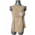 Fit Mama Breastfeeding Shirt - Biege, Size XL, Soft, Stretchy, Discreet Nursing Access - Fit mama