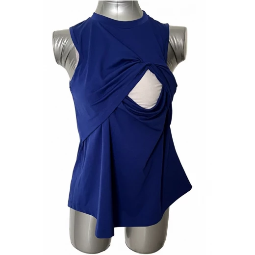 بلوزة الرضاعة الطبيعية - أزرق، مقاس اكس ميديوم، مرن، سهل الاستخدام أثناء الرضاعة من فيت ماما - فيت ماما - Image 2