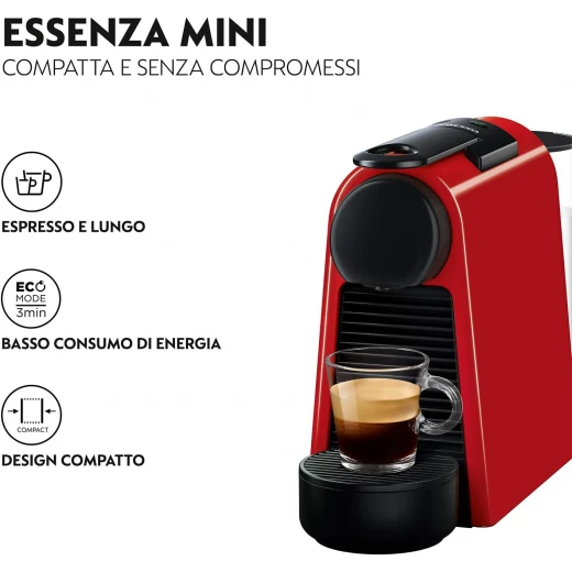 Nespresso Essenza Mini D30 Coffee Machine, Red | Includes Free Welcome Set of 7 Capsules  - Nespresso - Image 6
