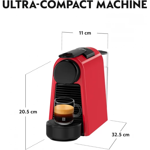 Nespresso Essenza Mini D30 Coffee Machine, Red | Includes Free Welcome Set of 7 Capsules  - Nespresso - Image 2