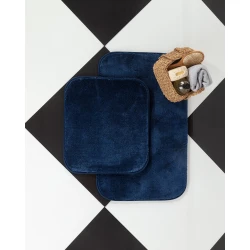 Madame COCO Carol 2-Piece Bath Mat Set, Indigo Color, Soft & Non-Slip Bathroom Rugs, 100% Polyester, Includes 50x80 cm and 45x50 cm Mats, Made in Turkey