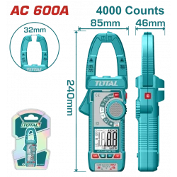 TOTAL 600A Digital AC Clamp Meter – Accurate TRMS Measurement of Current, Voltage, and Resistance