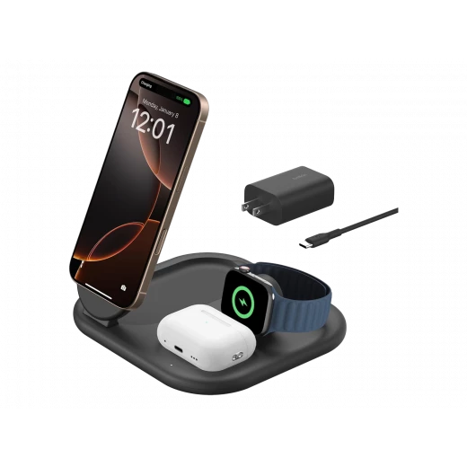 شاحن Belkin BoostCharge 3 في 1 مغناطيسي Qi2 15 واط لجهاز iPhone شاحن Belkin BoostCharge 3 في 1 مغناطيسي Qi2 15 واط لجهاز iPhone