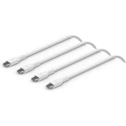 كيبل بيلكين بوست تشارج مضفّر USB-C إلى USB-C (بطول 2 متر / 6.6 قدم) – عبوة من قطعتين – شحن سريع لهواتف آيفون، سامسونج، بيكسل والمزيد – أبيض