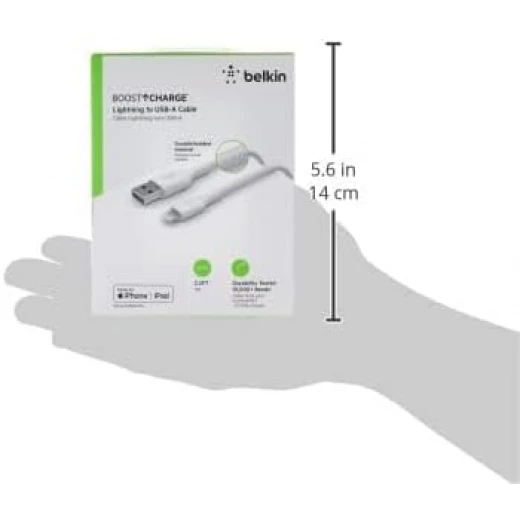 كابل بيلكين بوست تشارج USB-A مضفّر مع موصل لايتنينغ، بطول 1 متر، أبيض - بيلكين - Image 3