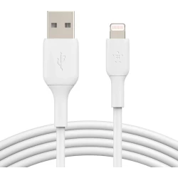 كابل Belkin Boost Charge Lightning بطول 3 أقدام أبيض - شاحن iPhone/iPad/AirPods معتمد من MFi