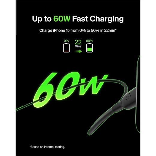 كيبل بيلكين BoostCharge USB-C إلى USB-C (1 متر/3.3 قدم) - شحن سريع ونقل بيانات لأجهزة iPhone و Samsung والمزيد - بيلكين - Image 4