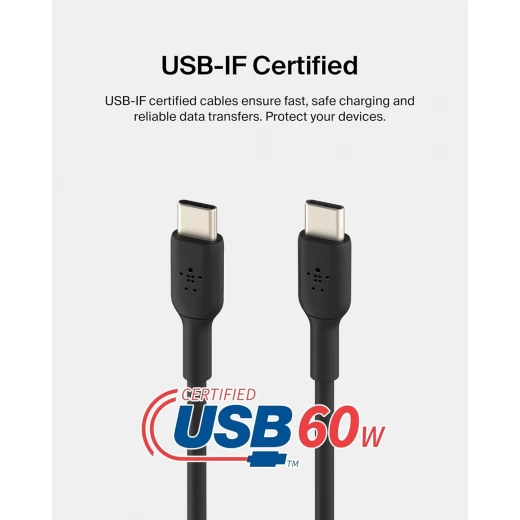 كيبل بيلكين BoostCharge USB-C إلى USB-C (1 متر/3.3 قدم) - شحن سريع ونقل بيانات لأجهزة iPhone و Samsung والمزيد - بيلكين - Image 6