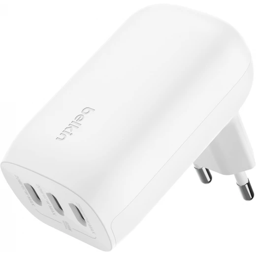 شاحن Belkin BoostCharge USB-C بقوة 67 واط بثلاثة منافذ لأجهزة iPhone 17 و MacBook Pro و Galaxy - أبيض شاحن Belkin BoostCharge USB-C بقوة 67 واط بثلاثة منافذ لأجهزة iPhone 17 و MacBook Pro و Galaxy - أبيض