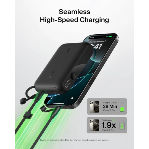 بنك طاقة Belkin 10,000mAh USB-C مع منفذين وشاشة رقمية - شحن سريع لأجهزة iPhone و Samsung - بيلكين - Image 4