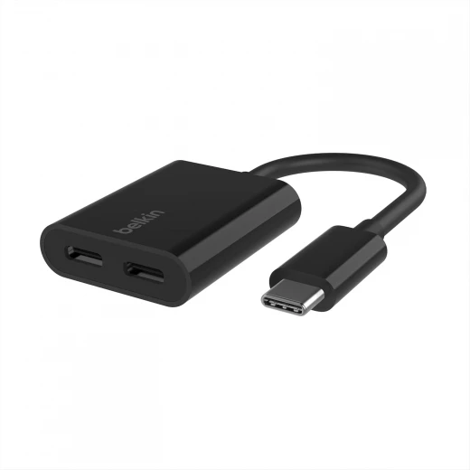 محوّل بيلكين كونكت للصوت والشحن عبر USB-C – يدعم الشحن السريع حتى 60 واط محوّل بيلكين كونكت للصوت والشحن عبر USB-C – يدعم الشحن السريع حتى 60 واط