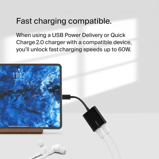 محوّل بيلكين كونكت للصوت والشحن عبر USB-C – يدعم الشحن السريع حتى 60 واط - بيلكين - Image 3