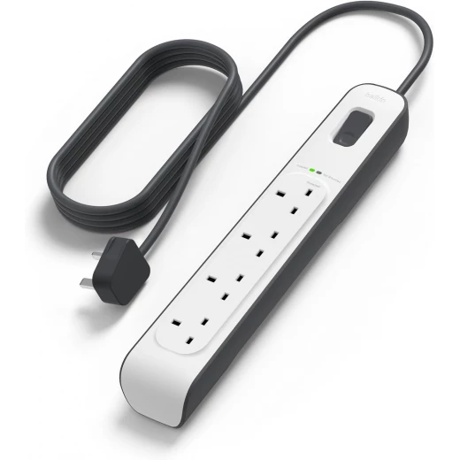 شريط تمديد Belkin 4-Way للحماية من زيادة التيار بطول 2 متر أبيض - احمِ أجهزتك الإلكترونية شريط تمديد Belkin 4-Way للحماية من زيادة التيار بطول 2 متر أبيض - احمِ أجهزتك الإلكترونية