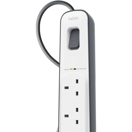 شريط تمديد Belkin 4-Way للحماية من زيادة التيار بطول 2 متر أبيض - احمِ أجهزتك الإلكترونية - بيلكين - Image 3