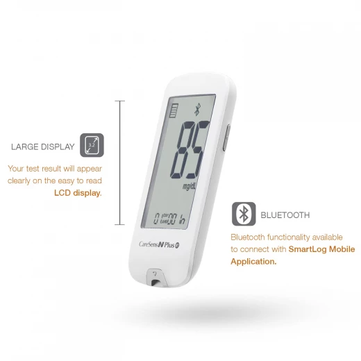 Care Sens N Plus Bluetooth Blood Glucose Monitor Kit with 100 Blood Sugar Test Strips, 100 Lancets, 1 Blood Glucose Meter, 1 Lancing Device, Travel Case for Diabetes Testing Kit (Auto-Coding Glucometer kit with 1 Control Solution) for Personal Use - Care Sens - Image 4