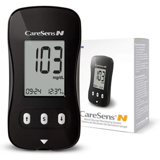 CARE SENSE N Blood Glucometer – Accurate, Fast, and User-Friendly Blood Sugar Monitoring Device for Diabetes Management with Large LCD Display and Memory Storage CARE SENSE N Blood Glucometer – Accurate, Fast, and User-Friendly Blood Sugar Monitoring Device for Diabetes Management with Large LCD Display and Memory Storage