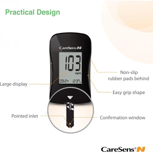 CARE SENSE N Blood Glucometer – Accurate, Fast, and User-Friendly Blood Sugar Monitoring Device for Diabetes Management with Large LCD Display and Memory Storage - Care Sens - Image 6
