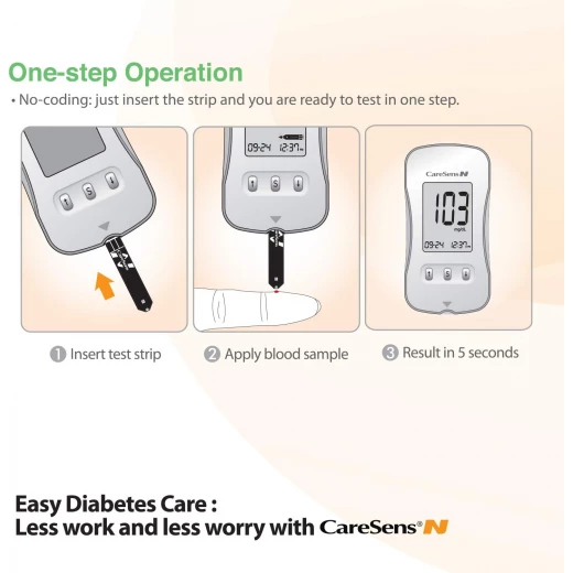 CARE SENSE N Blood Glucometer – Accurate, Fast, and User-Friendly Blood Sugar Monitoring Device for Diabetes Management with Large LCD Display and Memory Storage - Care Sens - Image 7