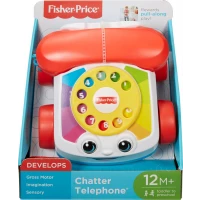 Fisher Price Chatter Telephone Toddler Pull Toy with Rotary Dial & Wheels for Walking Play