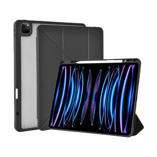 حافظة وايو ديفيندر لجهاز iPad 12.9 بوصة أسود، مقاوم للصدمات، فتحة قلم حافظة وايو ديفيندر لجهاز iPad 12.9 بوصة أسود، مقاوم للصدمات، فتحة قلم