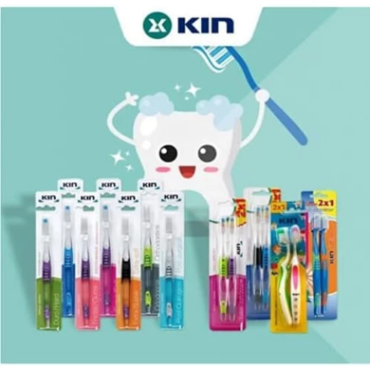 KIN Hard Toothbrush for Adults, Small Triangular Head, Multicolor, 1 Count KIN Hard Toothbrush for Adults, Small Triangular Head, Multicolor, 1 Count