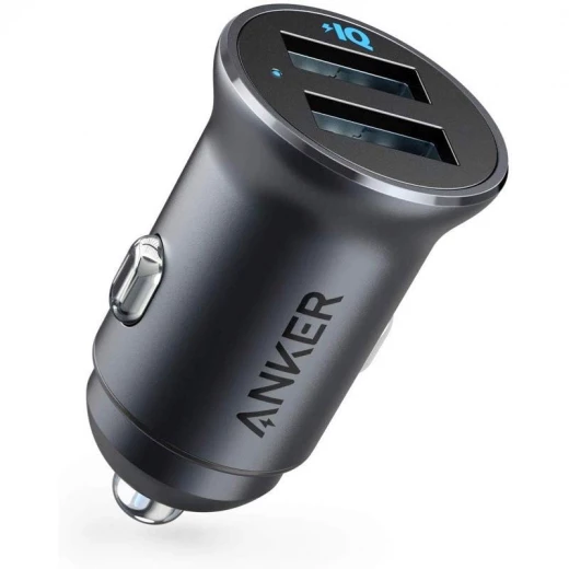 شاحن سيارة Anker PowerDrive 2 Alloy، منفذي USB-A مزدوجين، شحن سريع 24 واط شاحن سيارة Anker PowerDrive 2 Alloy، منفذي USB-A مزدوجين، شحن سريع 24 واط