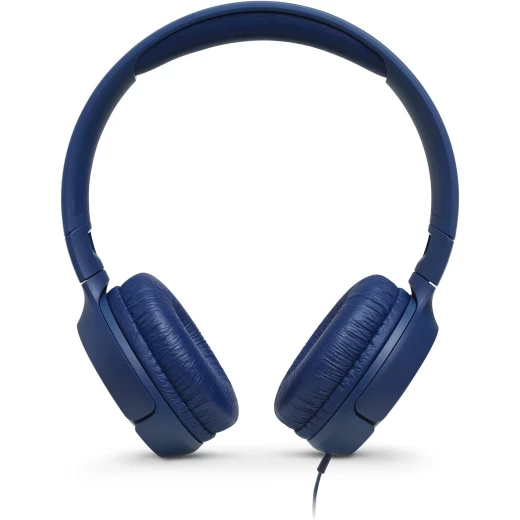 سماعات JBL Tune 500 سلكية فوق الأذن بصوت Pure Bass وتصميم خفيف الوزن وقابل للطي وكابل مسطح مانع للتشابك ومساعد صوتي باللون الأزرق - جي بي ال - Image 2