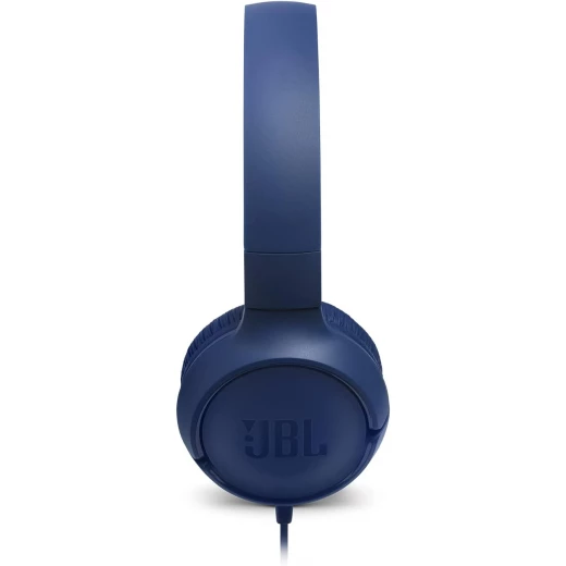 سماعات JBL Tune 500 سلكية فوق الأذن بصوت Pure Bass وتصميم خفيف الوزن وقابل للطي وكابل مسطح مانع للتشابك ومساعد صوتي باللون الأزرق - جي بي ال - Image 5