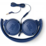 سماعات JBL Tune 500 سلكية فوق الأذن بصوت Pure Bass وتصميم خفيف الوزن وقابل للطي وكابل مسطح مانع للتشابك ومساعد صوتي باللون الأزرق - جي بي ال
