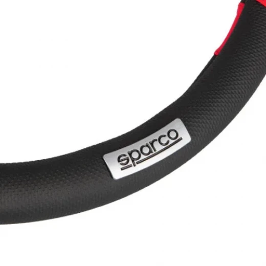 Sparco Steering Wheel Cover Premium Leather Black Universal Fit for Most Cars Provides Enhanced Grip and Luxurious Comfort Protects Your Steering Wheel 1 Piece Easy Installation - Sparco - Image 4