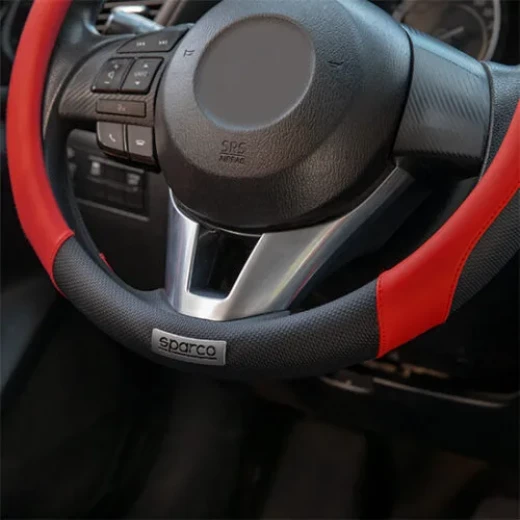 Sparco Steering Wheel Cover Premium Leather Black Universal Fit for Most Cars Provides Enhanced Grip and Luxurious Comfort Protects Your Steering Wheel 1 Piece Easy Installation - Sparco - Image 5