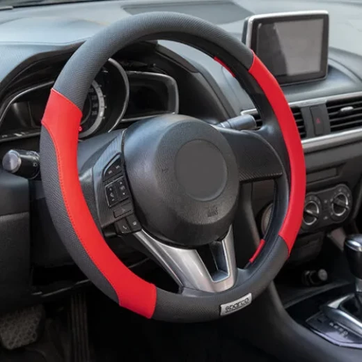 Sparco Steering Wheel Cover Premium Leather Black Universal Fit for Most Cars Provides Enhanced Grip and Luxurious Comfort Protects Your Steering Wheel 1 Piece Easy Installation - Sparco - Image 6