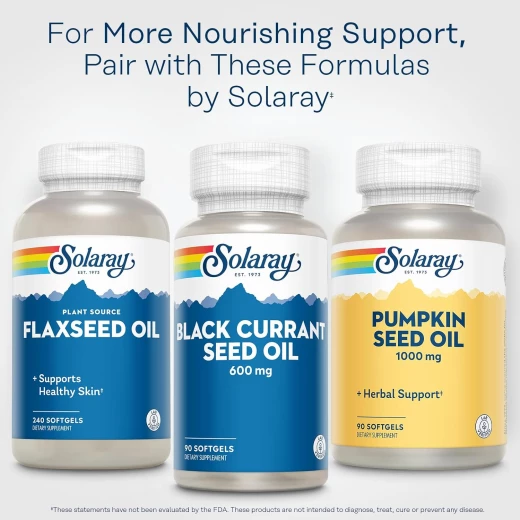 SOLARAY Pumpkin Seed Oil 1000 mg - Source of Omega 6 and Omega 9 Essential Fatty Acids and Plant Sterols - Pressed from Pumpkin Seeds  90 Servings, 90 Softgels - Solaray - Image 2