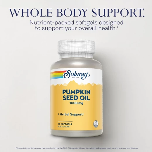 SOLARAY Pumpkin Seed Oil 1000 mg - Source of Omega 6 and Omega 9 Essential Fatty Acids and Plant Sterols - Pressed from Pumpkin Seeds  90 Servings, 90 Softgels - Solaray - Image 4
